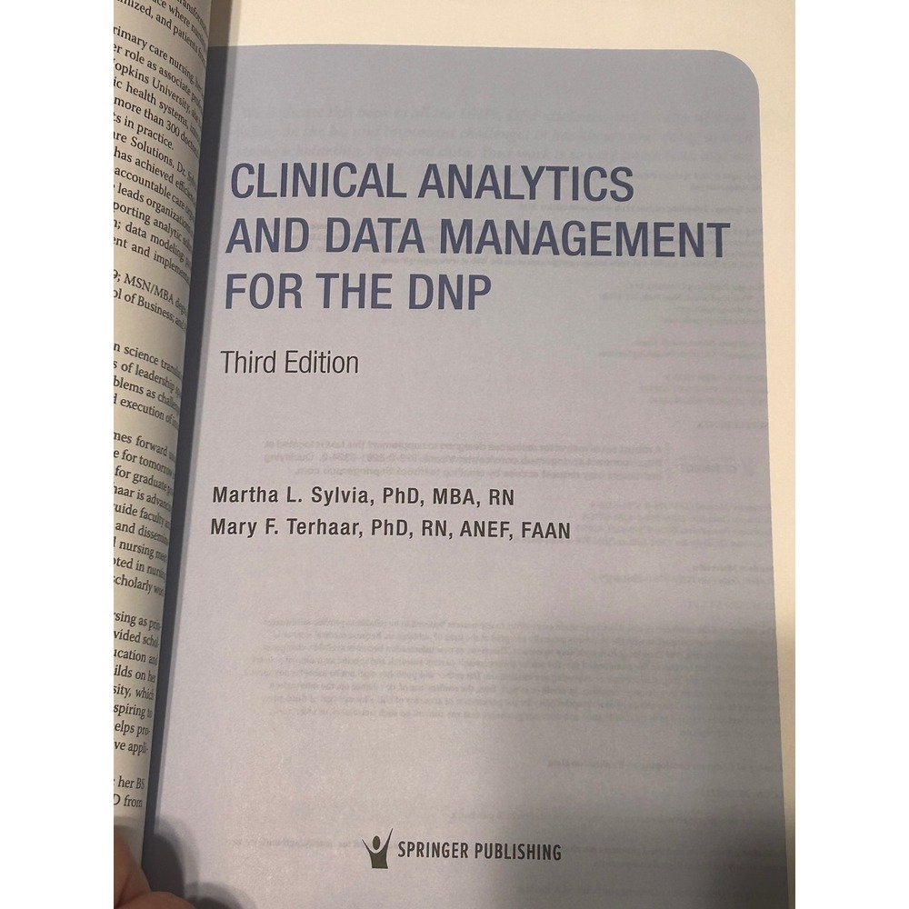 Clinical Analytics Data Management for the DNP 3rd Ed Sylvia Terhaar Textbook - Picture 5 of 7